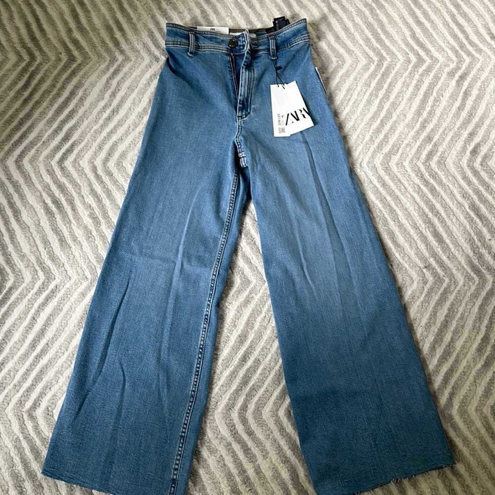 Zara The Marine Straight Jeans in Medium Blue